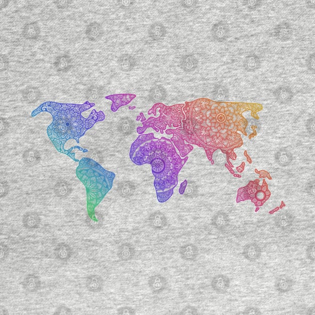 Colorful World Map Mandala Rainbow colors by designsbygulmohar